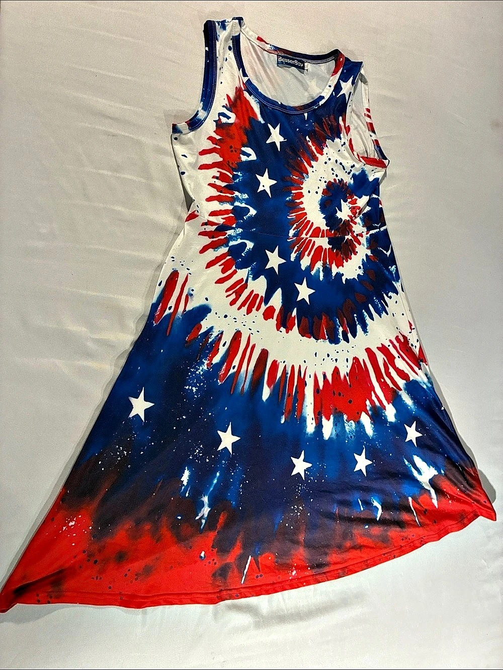 BesserBay Tie-Dye Mini Dress in Blue & Red Size Medium